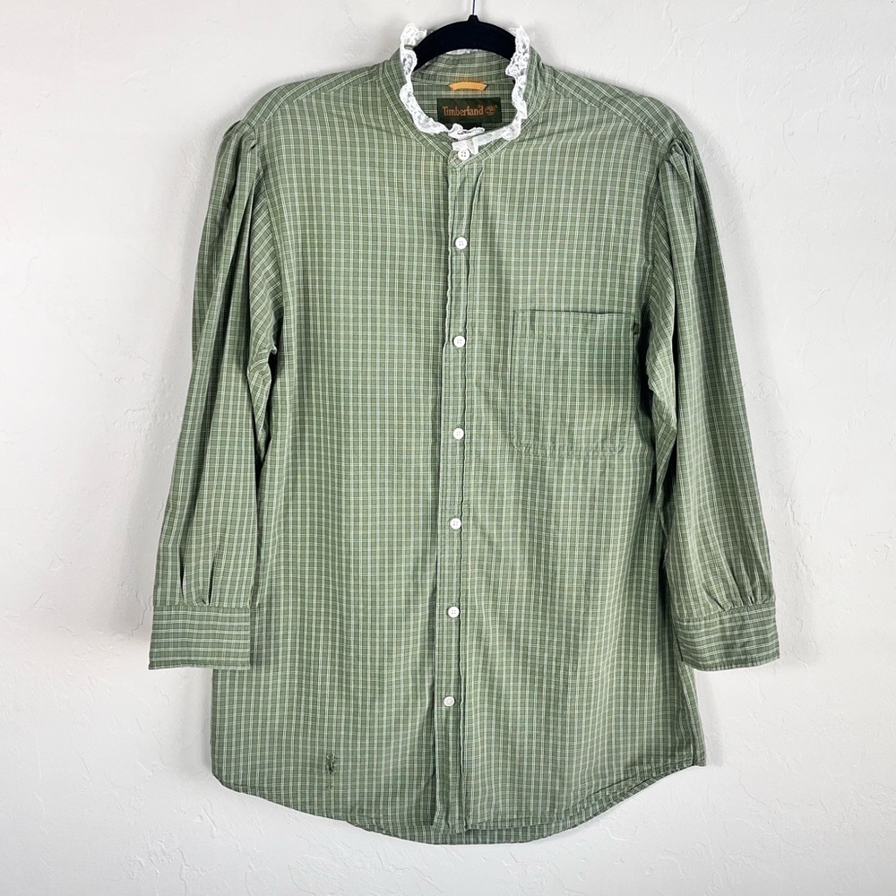 Green Plaid Button Down Grunge Cottagecore Timberland Top